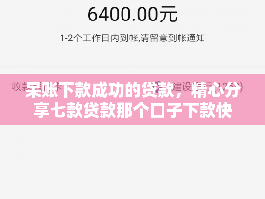 呆账下款成功的贷款，精心分享七款贷款那个口子下款快
