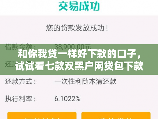 和你我贷一样好下款的口子，试试看七款双黑户网贷包下款口子
