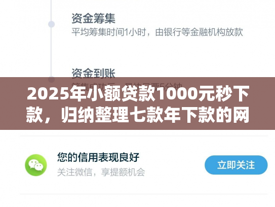 2025年小额贷款1000元秒下款，归纳整理七款年下款的网贷口子