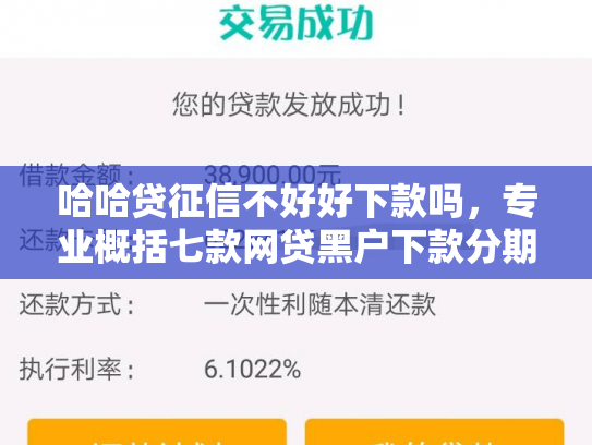 哈哈贷征信不好好下款吗，专业概括七款网贷黑户下款分期