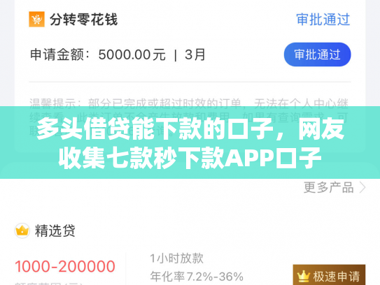 多头借贷能下款的口子，网友收集七款秒下款APP口子
