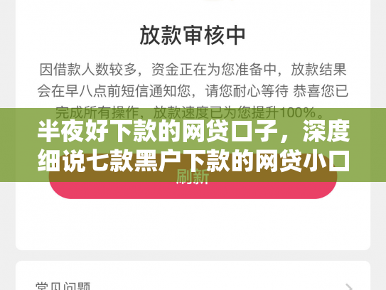 半夜好下款的网贷口子，深度细说七款黑户下款的网贷小口子