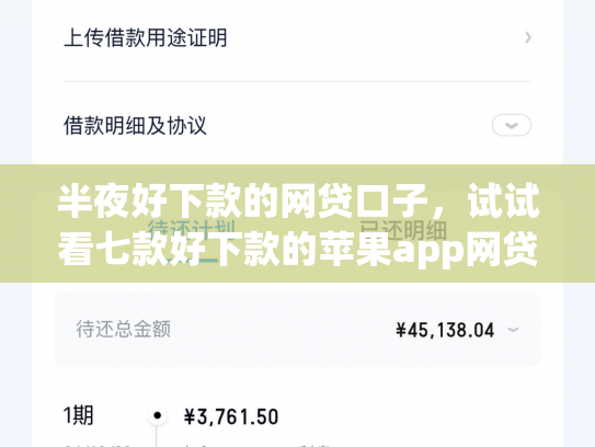 半夜好下款的网贷口子，试试看七款好下款的苹果app网贷口子