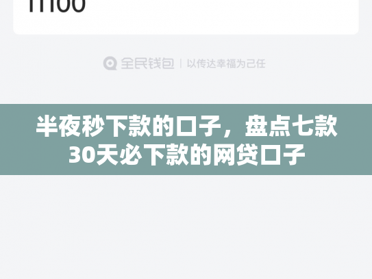 半夜秒下款的口子，盘点七款30天必下款的网贷口子
