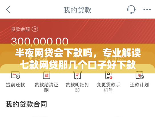 半夜网贷会下款吗，专业解读七款网贷那几个口子好下款