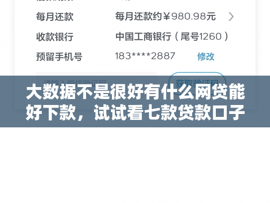 大数据不是很好有什么网贷能好下款，试试看七款贷款口子立马下款