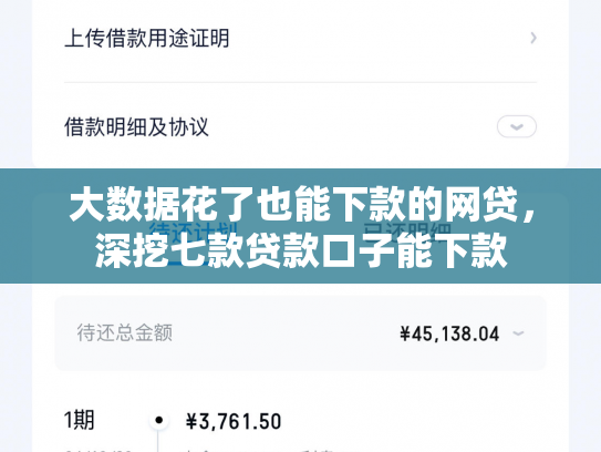 大数据花了也能下款的网贷，深挖七款贷款口子能下款