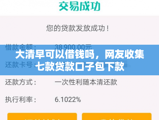 大清早可以借钱吗，网友收集七款贷款口子包下款