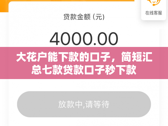 大花户能下款的口子，简短汇总七款贷款口子秒下款