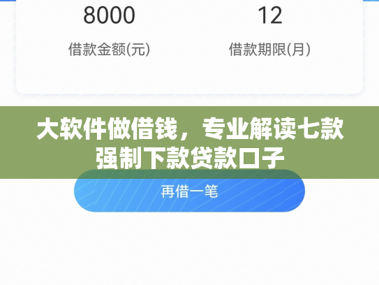 大软件做借钱，专业解读七款强制下款贷款口子