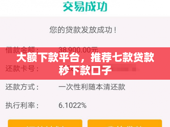 大额下款平台，推荐七款贷款秒下款口子