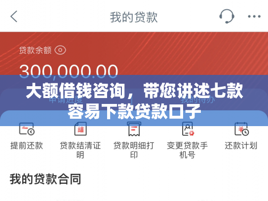大额借钱咨询，带您讲述七款容易下款贷款口子
