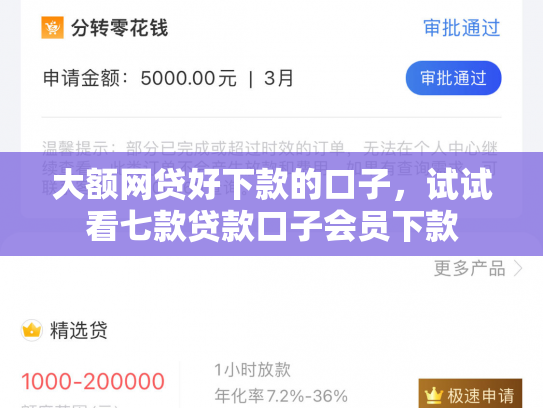 大额网贷好下款的口子，试试看七款贷款口子会员下款