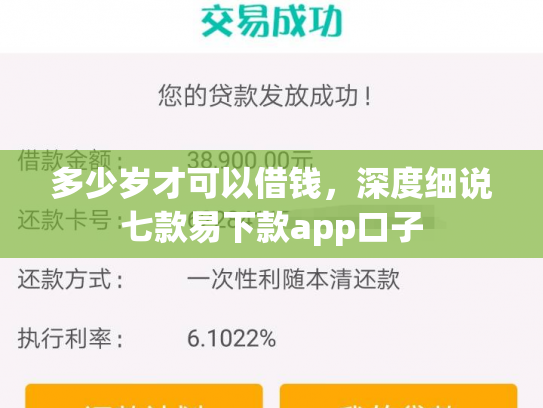 多少岁才可以借钱，深度细说七款易下款app口子