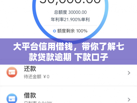 大平台信用借钱，带你了解七款贷款逾期 下款口子