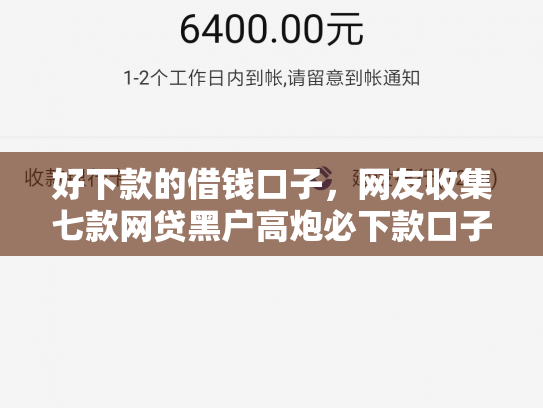 好下款的借钱口子，网友收集七款网贷黑户高炮必下款口子