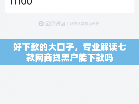 好下款的大口子，专业解读七款网商贷黑户能下款吗