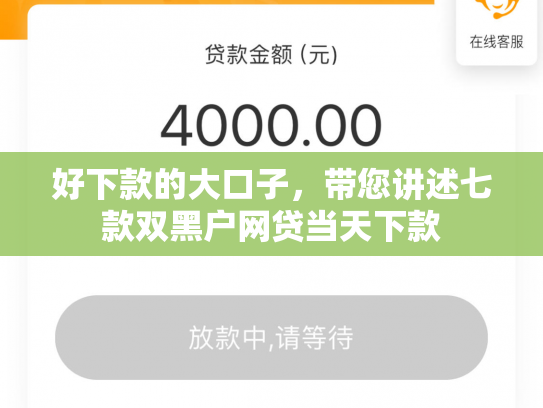 好下款的大口子，带您讲述七款双黑户网贷当天下款