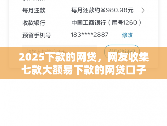 2025下款的网贷，网友收集七款大额易下款的网贷口子