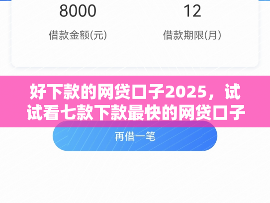 好下款的网贷口子2025，试试看七款下款最快的网贷口子黑户