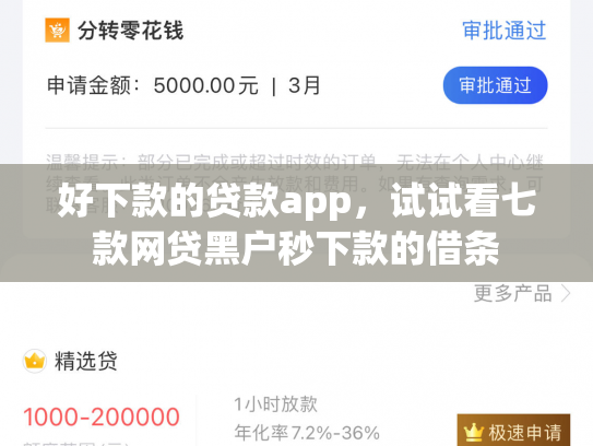 好下款的贷款app，试试看七款网贷黑户秒下款的借条