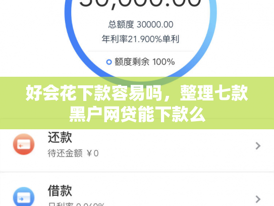 好会花下款容易吗，整理七款黑户网贷能下款么