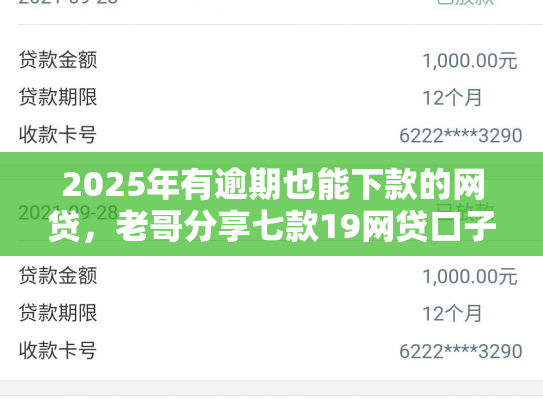 2025年有逾期也能下款的网贷，老哥分享七款19网贷口子好下款
