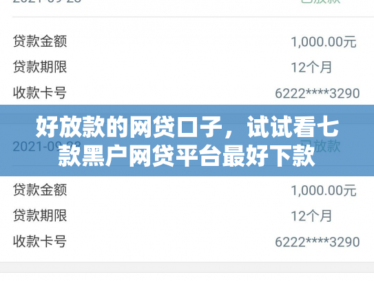 好放款的网贷口子，试试看七款黑户网贷平台最好下款