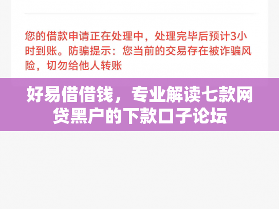 好易借借钱，专业解读七款网贷黑户的下款口子论坛