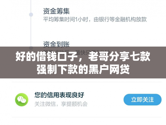好的借钱口子，老哥分享七款强制下款的黑户网贷