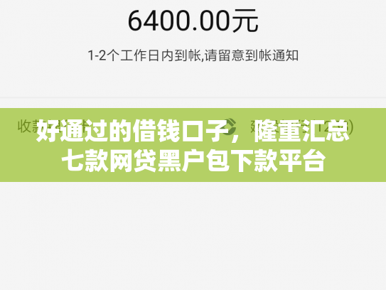 好通过的借钱口子，隆重汇总七款网贷黑户包下款平台