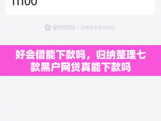 好会借能下款吗，归纳整理七款黑户网贷真能下款吗