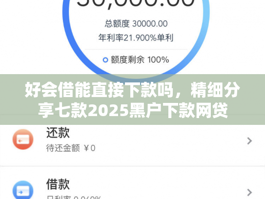 好会借能直接下款吗，精细分享七款2025黑户下款网贷