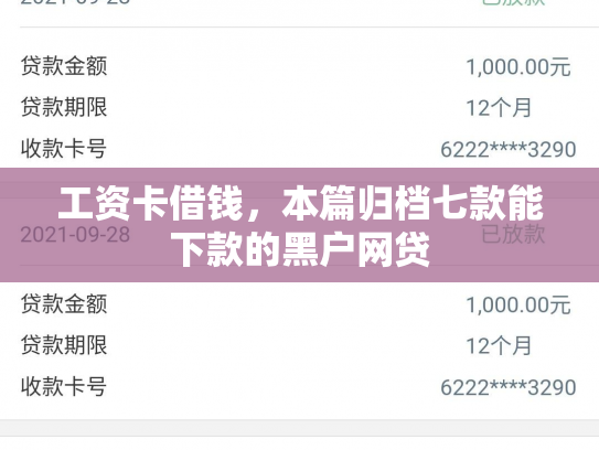工资卡借钱，本篇归档七款能下款的黑户网贷
