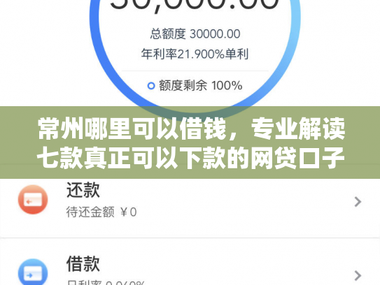 常州哪里可以借钱，专业解读七款真正可以下款的网贷口子