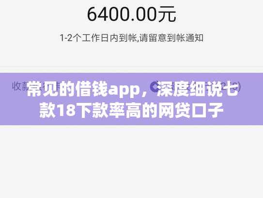 常见的借钱app，深度细说七款18下款率高的网贷口子
