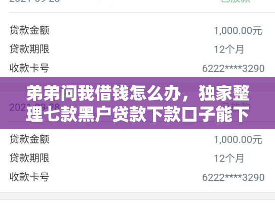 弟弟问我借钱怎么办，独家整理七款黑户贷款下款口子能下来吗