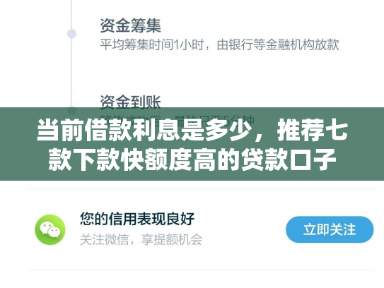 当前借款利息是多少，推荐七款下款快额度高的贷款口子