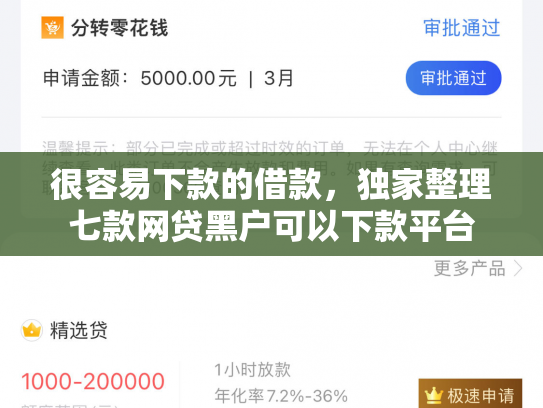 很容易下款的借款，独家整理七款网贷黑户可以下款平台