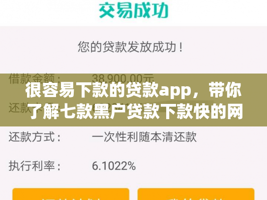 很容易下款的贷款app，带你了解七款黑户贷款下款快的网贷