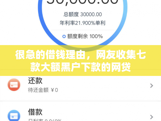 很急的借钱理由，网友收集七款大额黑户下款的网贷