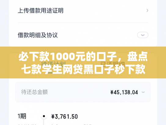 必下款1000元的口子，盘点七款学生网贷黑口子秒下款