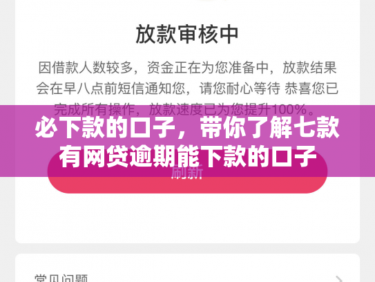 必下款的口子，带你了解七款有网贷逾期能下款的口子