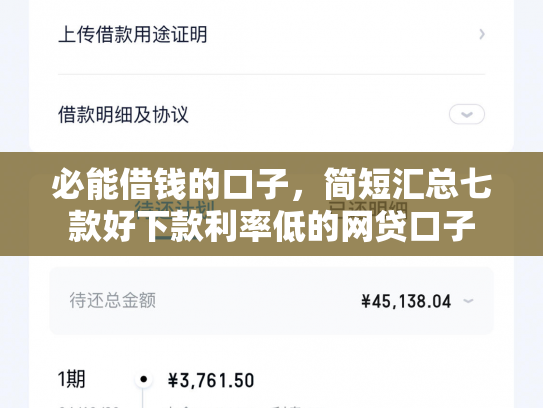 必能借钱的口子，简短汇总七款好下款利率低的网贷口子