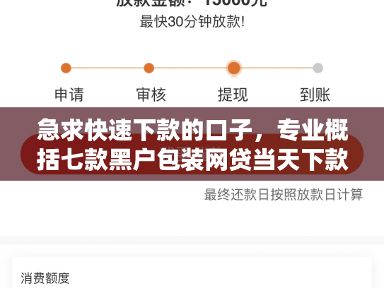 急求快速下款的口子，专业概括七款黑户包装网贷当天下款