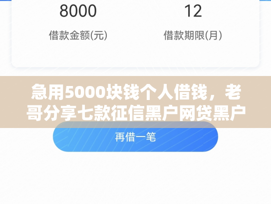 急用5000块钱个人借钱，老哥分享七款征信黑户网贷黑户能下款