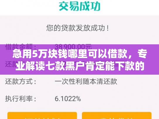 急用5万块钱哪里可以借款，专业解读七款黑户肯定能下款的网贷