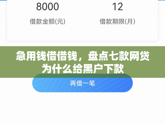 急用钱借借钱，盘点七款网贷为什么给黑户下款