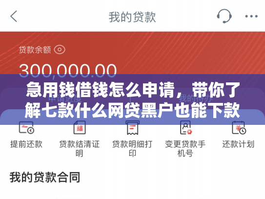 急用钱借钱怎么申请，带你了解七款什么网贷黑户也能下款啊