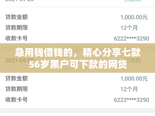 急用钱借钱的，精心分享七款56岁黑户可下款的网贷